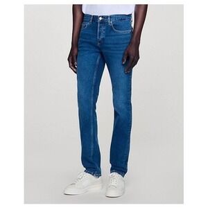Sandro Paris Slim Fit Washed Jeans in Blue Men 33x32 Button Fly Designer $230
